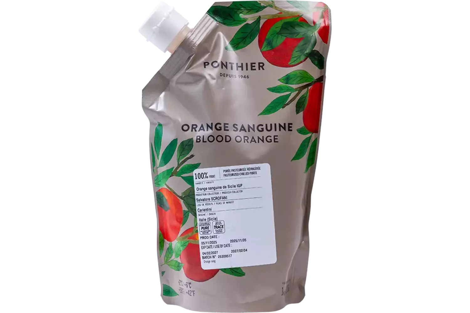 Fruitpuree bloedsinaasappel 1kg stuk 1